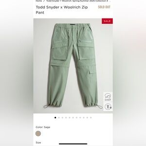 Todd Snyder x Woolrich Zip pant size large